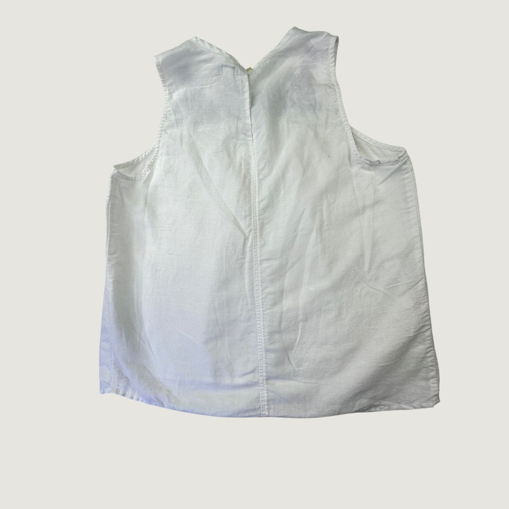 J.Crew Tank Blouse Womens 8 White Blue Floral Embroidered Linen Cotton Peasant - Picture 3 of 9